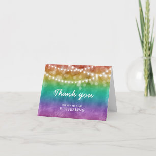 Regenbogen-Ombre-Lichterkette Schwule Hochzeit Dankeskarte