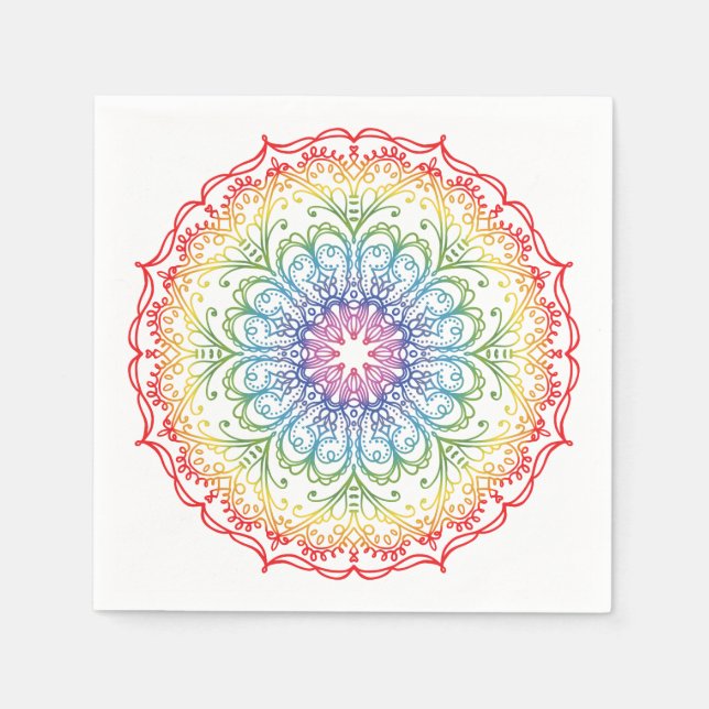 Regenbogen-Ombre-Mandala  Serviette (Vorderseite)