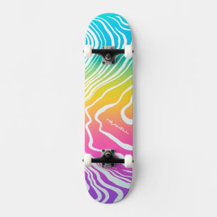 Regenbogen-Ombre-Marmoriertes-Abstrakt Skateboard
