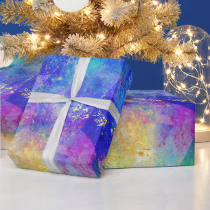Regenbogen-Ombre- und Gold-Feueropal-Muster Geschenkpapier