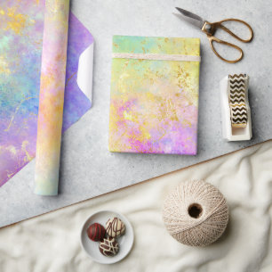 Regenbogen-Ombre- und Gold-Feueropal-Muster Geschenkpapier