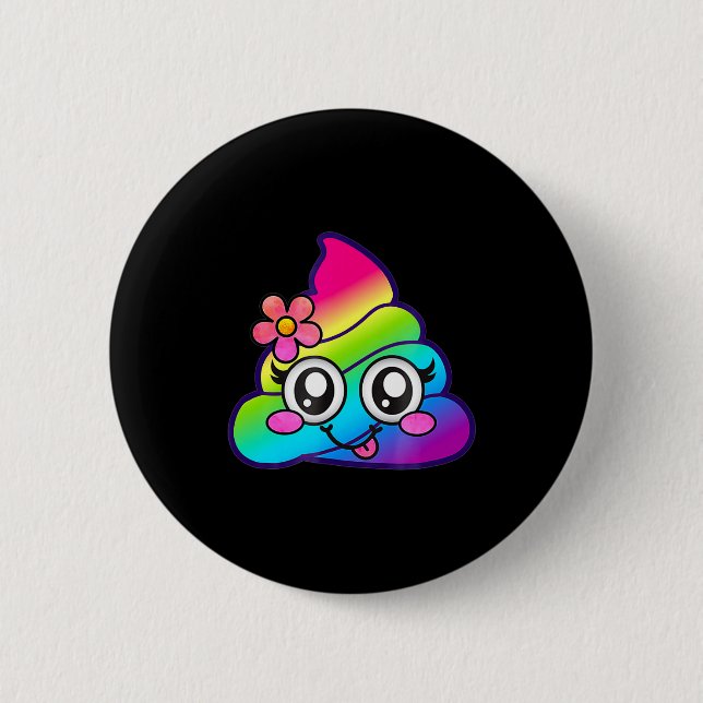 Regenbogen Op Emoji Cute Einhorn O Blume Albern  Button (Vorderseite)