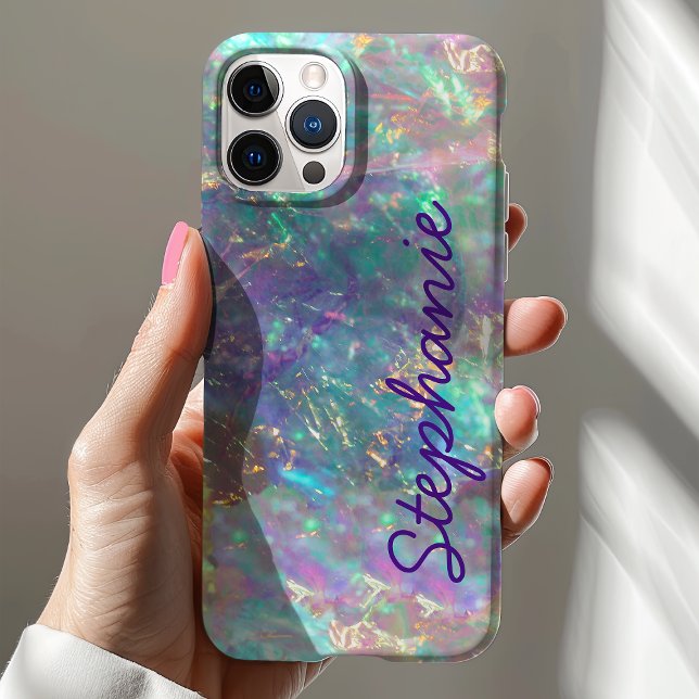 Regenbogen-Opal-Edelstein Irisierendes Monogramm N Case-Mate iPhone Hülle (Von Creator hochgeladen)