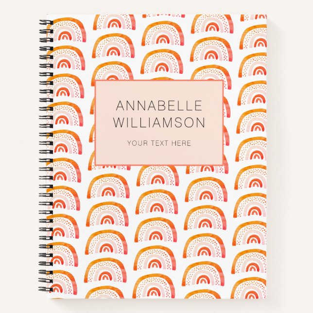 Regenbogen orange Boho Notizbuch (Vorderseite)