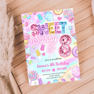 Regenbogen-Pailletten-Glitter 8. Geburtstag Einladung