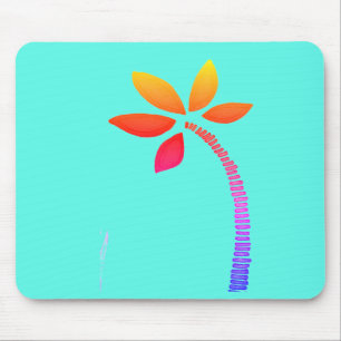 Regenbogen-Palmenbaum-Zeichnung mit blauem Hinterg Mousepad