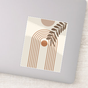 Regenbogen-Palmenblatt-Sonne, Boho-Abstract-Geomet Aufkleber