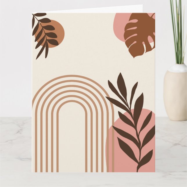 Regenbogen-Palmenblatt-Sonne, Boho-Abstract-Geomet Karte (Vorderseite)