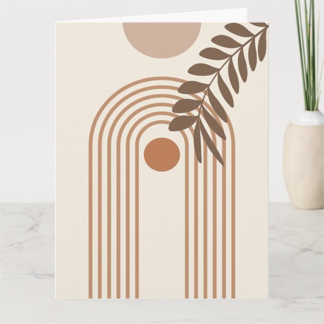 Regenbogen-Palmenblatt-Sonne, Boho-Abstract-Geomet Karte (Vorderseite)