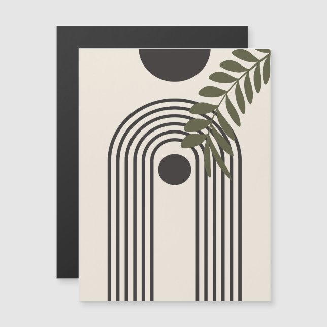 Regenbogen-Palmenblatt-Sonne, Boho-Abstract-Geomet Magneteinladung (Vorne/Hinten)