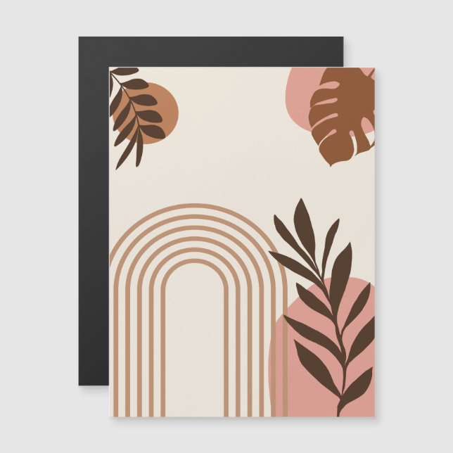 Regenbogen-Palmenblatt-Sonne, Boho-Abstract-Geomet Magneteinladung (Vorne/Hinten)