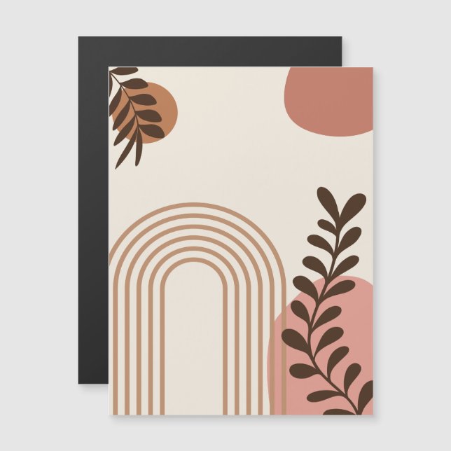 Regenbogen-Palmenblatt-Sonne, Boho-Abstract-Geomet Magneteinladung (Vorne/Hinten)