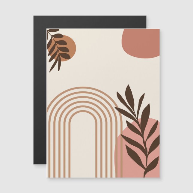 Regenbogen-Palmenblatt-Sonne, Boho-Abstract-Geomet Magneteinladung (Vorne/Hinten)