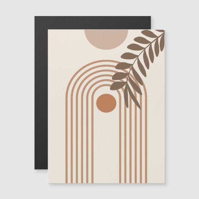 Regenbogen-Palmenblatt-Sonne, Boho-Abstract-Geomet Magneteinladung (Vorne/Hinten)