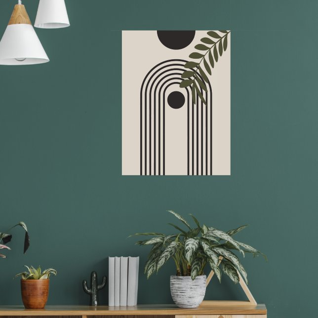 Regenbogen-Palmenblatt-Sonne, Boho-Abstract-Geomet Poster (Wohnzimmer 1)