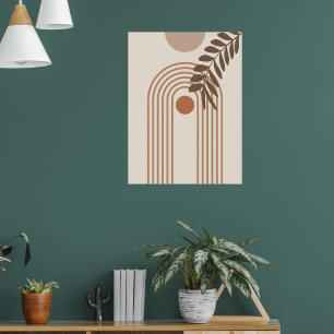 Regenbogen-Palmenblatt-Sonne, Boho-Abstract-Geomet Poster
