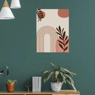 Regenbogen-Palmenblatt-Sonne, Boho-Abstract-Geomet Poster