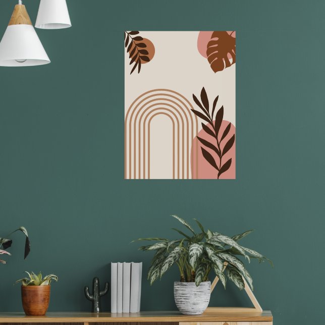 Regenbogen-Palmenblatt-Sonne, Boho-Abstract-Geomet Poster (Wohnzimmer 1)