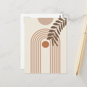 Regenbogen-Palmenblatt-Sonne, Boho-Abstract-Geomet Postkarte