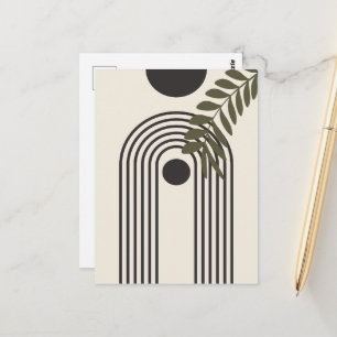 Regenbogen-Palmenblatt-Sonne, Boho-Abstract-Geomet Postkarte