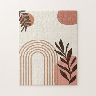 Regenbogen-Palmenblatt-Sonne, Boho-Abstract-Geomet Puzzle