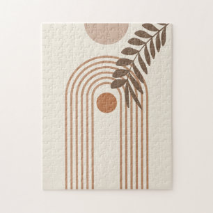 Regenbogen-Palmenblatt-Sonne, Boho-Abstract-Geomet Puzzle