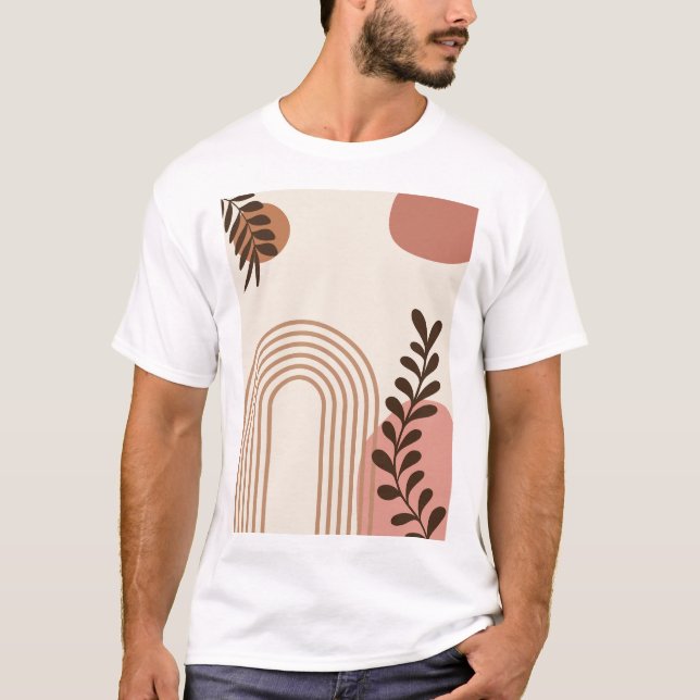 Regenbogen-Palmenblatt-Sonne, Boho-Abstract-Geomet T-Shirt (Vorderseite)