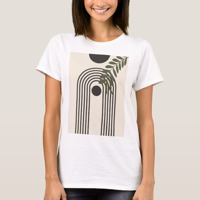 Regenbogen-Palmenblatt-Sonne, Boho-Abstract-Geomet T-Shirt (Vorderseite)