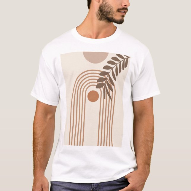 Regenbogen-Palmenblatt-Sonne, Boho-Abstract-Geomet T-Shirt (Vorderseite)