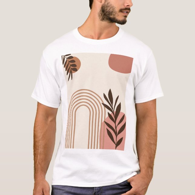 Regenbogen-Palmenblatt-Sonne, Boho-Abstract-Geomet T-Shirt (Vorderseite)