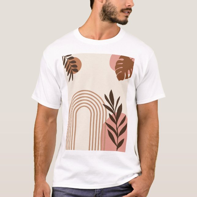 Regenbogen-Palmenblatt-Sonne, Boho-Abstract-Geomet T-Shirt (Vorderseite)