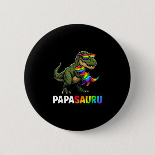 Regenbogen Papasaurus Schwangerschaftsankündigung Button