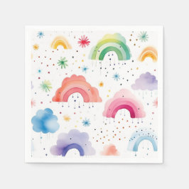 Regenbogen-Papier-Servietten, Bunte Partyartikel Serviette