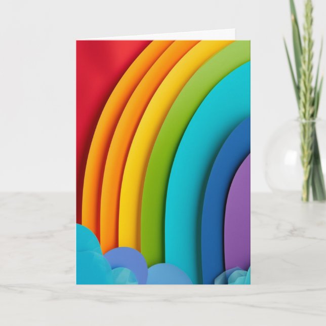 Regenbogen-Papierschnitt-Collage Karte (Vorderseite)