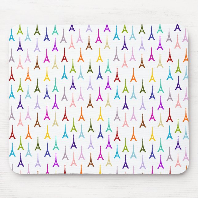 Regenbogen-Paris-Eiffelturmmuster Mousepad (Vorne)