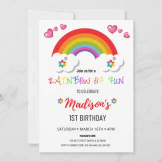 Regenbogen-Party Einladungen für Mädchen