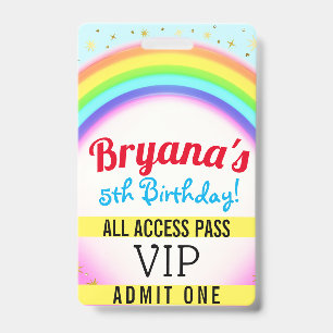 Regenbogen-Party-Sparkle-VIP-Pass-Geburtstagsfeier Ausweis