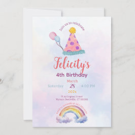 Regenbogen-Pastell-Einhorn-Birthday für jedes Alte Einladung