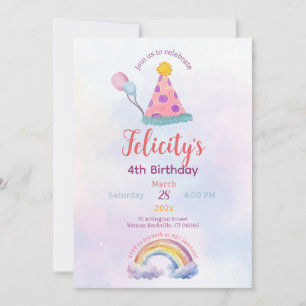 Regenbogen-Pastell-Einhorn-Birthday für jedes Alte Einladung