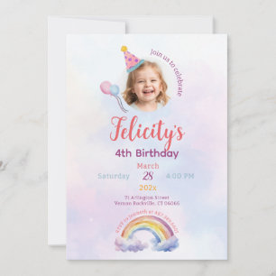 Regenbogen-Pastell-Einhorn-Birthday für jedes Alte Einladung
