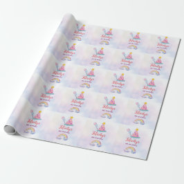 Regenbogen-Pastell-Einhorn-Birthday für jedes Alte Geschenkpapier