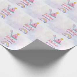 Regenbogen-Pastell-Einhorn-Birthday für jedes Alte Geschenkpapier