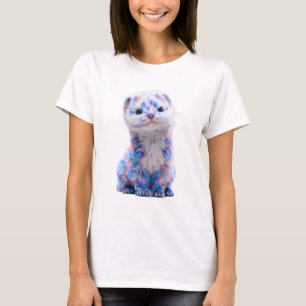 Regenbogen-Pastell-Frettchen-Flauschfreund-Frauen T-Shirt
