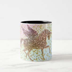 Regenbogen Pastell Gold Glitter Einhorn Trend Mädc Zweifarbige Tasse