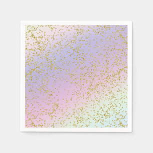Regenbogen Pastell Gold Glitter Fantasy Geburtstag Serviette