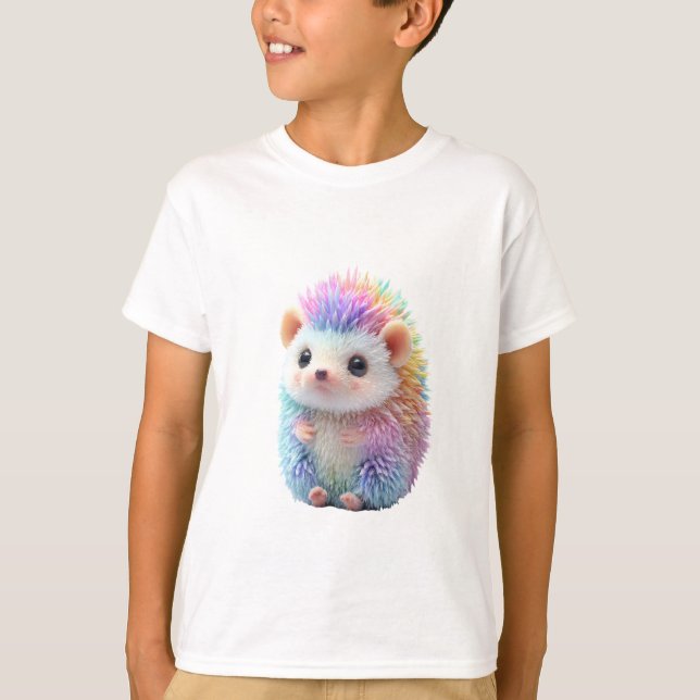 Regenbogen-Pastell-Igel Kinder T-Shirt (Vorderseite)