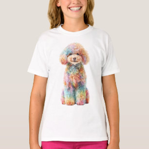 Regenbogen-Pastell-Locken-Fell-Pudel-Kinder T-Shirt