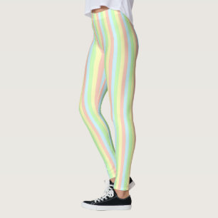 Regenbogen-Pastell-Nadelstreifen Leggings