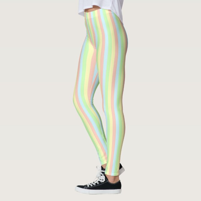Regenbogen-Pastell-Nadelstreifen Leggings (Links)
