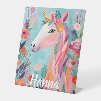 Regenbogen Pastell Traum Einhorn Sockelschild